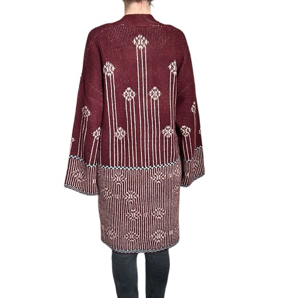 BCBG MaxSport Floral Cardigan Sweater Open Front Long S - Picture 4 of 9